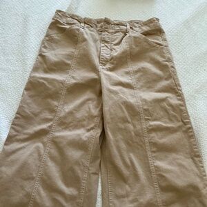 Delaney Crop Clean-seamed high-rise wide-leg jeans soft beige size 33